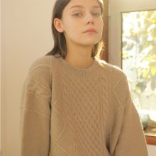 CABLE PULLOVER WOOL KNIT_BEIGE