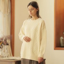 CABLE PULLOVER WOOL KNIT_IVORY