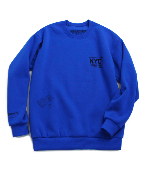 그로스인벤토리(GROSSINVENTORY) NY DOODLE CREWNECK (BLUE) - 34,800원 | 무신사 스토어