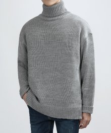 KNIT POLO NECK (GRAY)