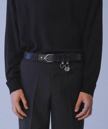 Oblique Line Stitch Belt - Black