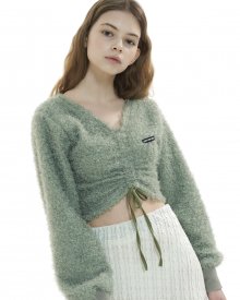 Angora curly string crop top_mint
