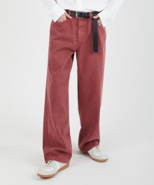 Newtro Wide Denim Pants - Cranberry