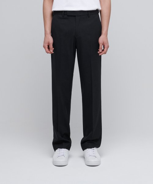 무신사 스탠다드(musinsastandard) 울 세미 와이드 히든 밴딩 슬랙스 [블랙]