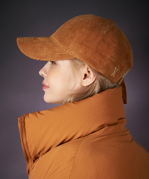 VARZAR - Gold Point Corduroy Oversized Baseball Cap Brown
