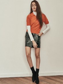 SHINY LEATHER SKIRT-GN (2 COLOR)