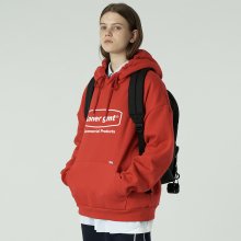 [L]Curve rectangle logo hoodie-red