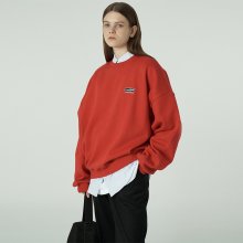 [L]Small curve rectangle logo sweatshirt-red