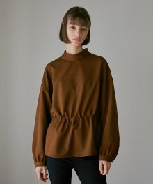 HIGH NECK STRING BLOUSE BROWN