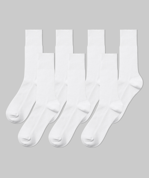 무신사 스탠다드(musinsastandard) 리브드 크루 삭스 7팩 [화이트]