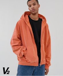 Heavy weight pigment hood zip-up_orange
