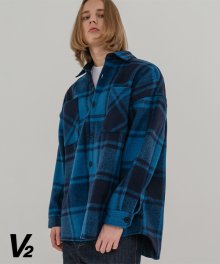 Overfit wool check shirt jacket 2_blue