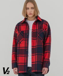 Overfit wool check shirt jacket 2_red