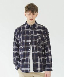 PARK OVER-FIT CHECK SHIRT (NAVY)