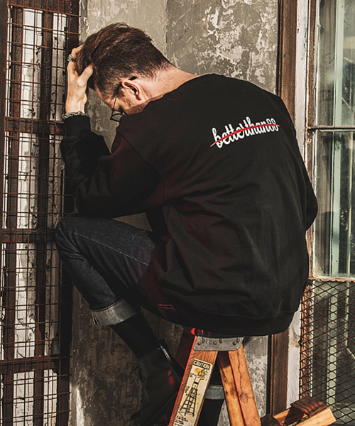 베러댄88(betterthan88) M2002VB 키들링턴 오버핏 675g 워싱 헤비원단 맨투맨 밴타블랙