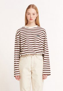 STRIPE COLOR PATCH LONG SLEEVE IVORY(CY2ASFT551A)
