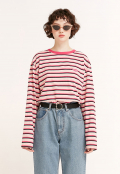 STRIPE COLOR PATCH LONG SLEEVE PINK(CY2ASFT551A)