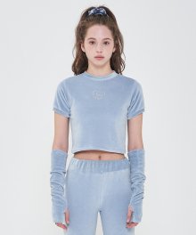 20ICMSP016 Velour Crop T-Shirts_Sky Blue