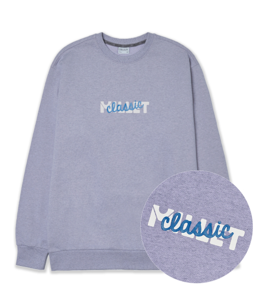 밀레 클래식(milletclassic) 센터 로고  오트밀 맨투맨 LIGHT VIOLET