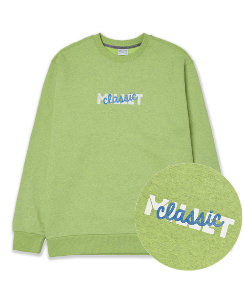 밀레 클래식(milletclassic) 센터 로고  오트밀 맨투맨 LIME