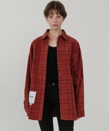 [남/여] Overfit cordouroy pattern shirt_red