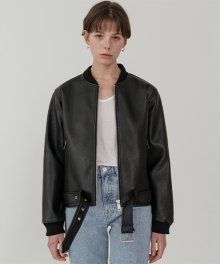 Overfit china leather belt jacket