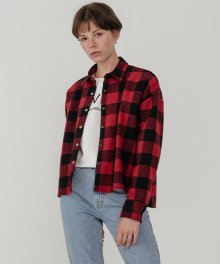 Crop check shirt jacket_red