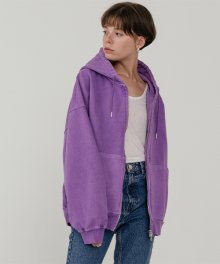 Overfit pigment hood zip-up_purple