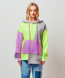 ASYMMETRIC COLOR COMBINATION HOODIE_Y/GREEN (EETZ1HDR01W)