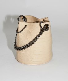 체인 한나백 20° Hannah bag enamel Croc Beige with chrome chain