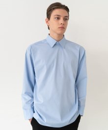Minimal Hidden Button Shirts - Sky Blue / Semi Over