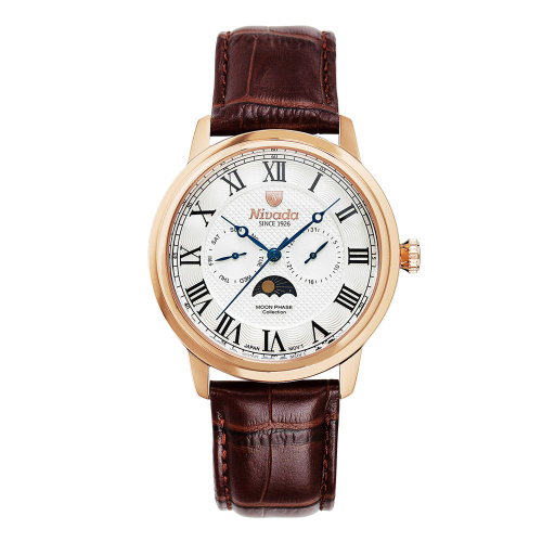 니바다(nivada) 남성용 멀티펑션 가죽 시계 1008