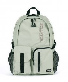 Double Pouch Nylon Backpack [LIGHT GRAY]