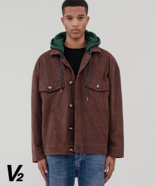 Overfit corduroy hood trucker jacket 2_brown