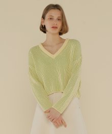 A TWO-TONE KNIT TOP_YELLOW