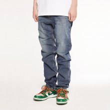 WASHED DENIM PANTS (STRAIGHT FIT) / BLUE