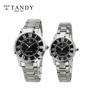 탠디(TANDY) 클래식 커플 메탈 손목시계 T-3714 블랙 남여세트