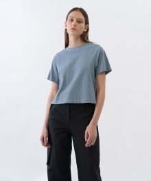 ROUND NECK CROPPED TEE WOMEN [INDIGO BLUE]