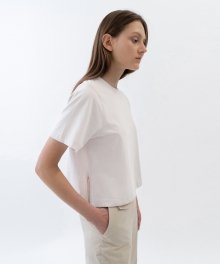 ROUND NECK CROPPED TEE WOMEN [CREAM]