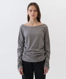 SHIRRING TEE WOMEN [GREY]