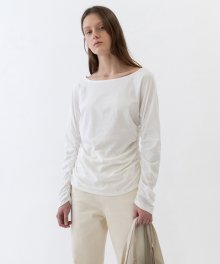 SHIRRING TEE WOMEN [WHITE]