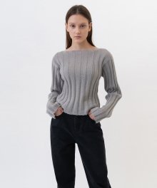 KID MOHAIR FITTED KNIT WOMEN [GRAY]