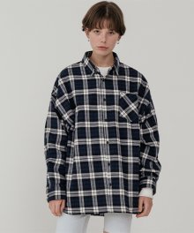 [남/여] Overfit flannel check shirt_navy