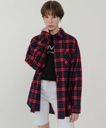 [남/여] Overfit flannel check shirt_red