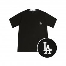 자수 프린팅 베이직 티셔츠 LA (BLACK)