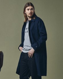 TRIPLE STITCH BALMACAAN COAT NAVY