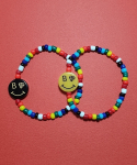 봉보(BONBEAU) Rainbow smile coin beads bracelet 레인보우 스마일코인 비즈팔찌