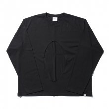 PERFORATED LONG SLEEVE TEE - BLACK