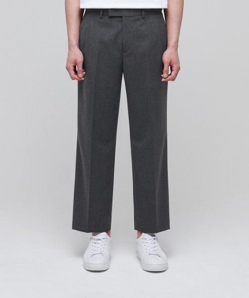 무신사 스탠다드(musinsastandard) 라이트웨이트 와이드 히든 밴딩 크롭 슬랙스 [미디엄 그레이]