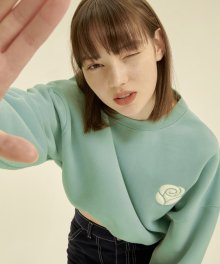 Essential Rose Crop Sweatshirt [DARK MINT/SKY BLUE]